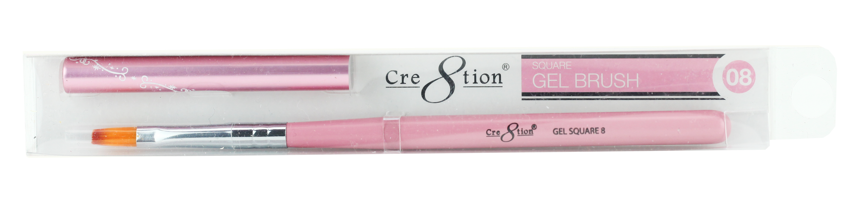 Cre8tion Nail Art Square Gel Brush-Pink, #08, 12211 (Packing: 5 pcs/pack)