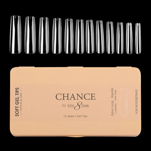 Chance Soft Tips SQUARE EXTRA LONG, Box of Tips (Pk: 360pcs/box)