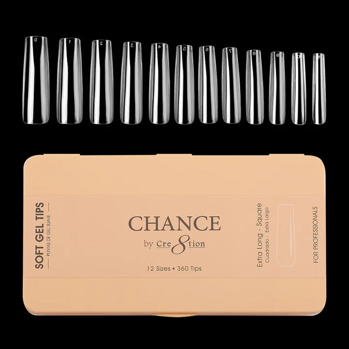 Chance Soft Tips SQUARE EXTRA LONG, Box of Tips (Pk: 360pcs/box)