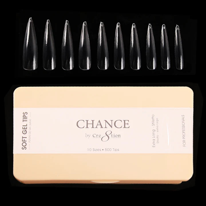 Chance Soft Tips STILETTO EXTRA LONG, Box of Tips (Pk: 500pcs/box)