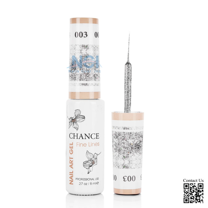 Cre8tion Chance Fine Lines, Detailing Nail Art Gel, 0.33oz, #3 Bright Silver