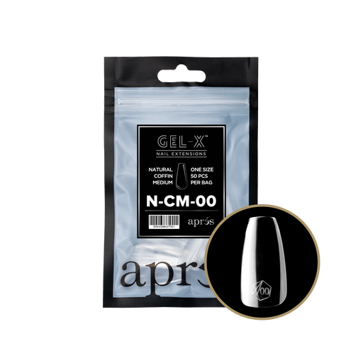 Apres Gel-X, NATURAL COFFIN MEDIUM Refill Bags, NCM2.0, 15342 (50 Nail Tips/Bag)