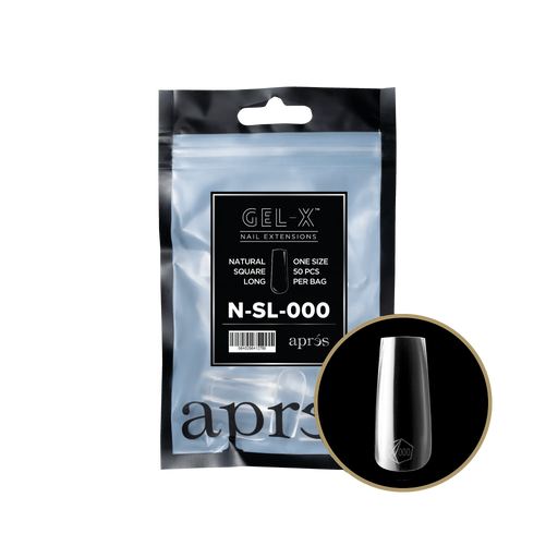 Apres Gel-X, NATURAL SQUARE LONG Refill Bags, SSTL2.0, 15358 (50 Nail Tips/Bag)