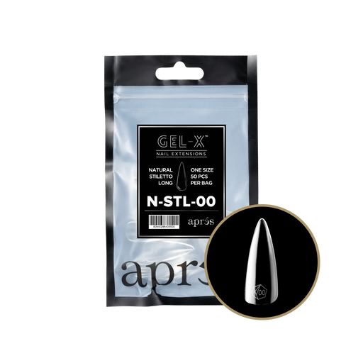 Apres Gel-X, NATURAL STILETTO LONG Refill Bags, NSTL2.0, 15345 (50 Nail Tips/Bag)