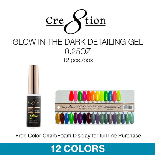 Cre8tion 0.25oz Glow in the Dark Detailing Gel Collection 000