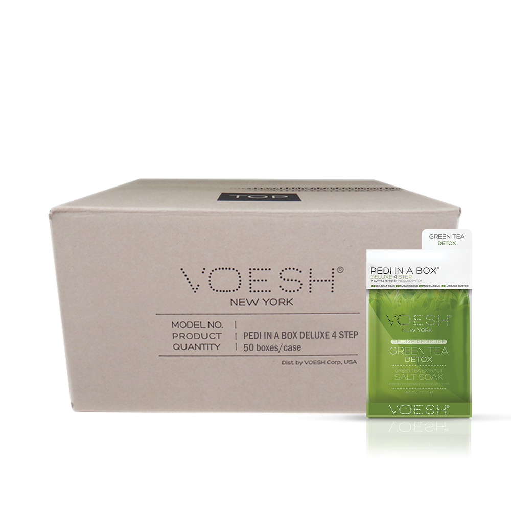 Voesh GREEN TEA Pedi in a Box Deluxe 4 Step, CASE, 50 packs/case, VPC208 GRT