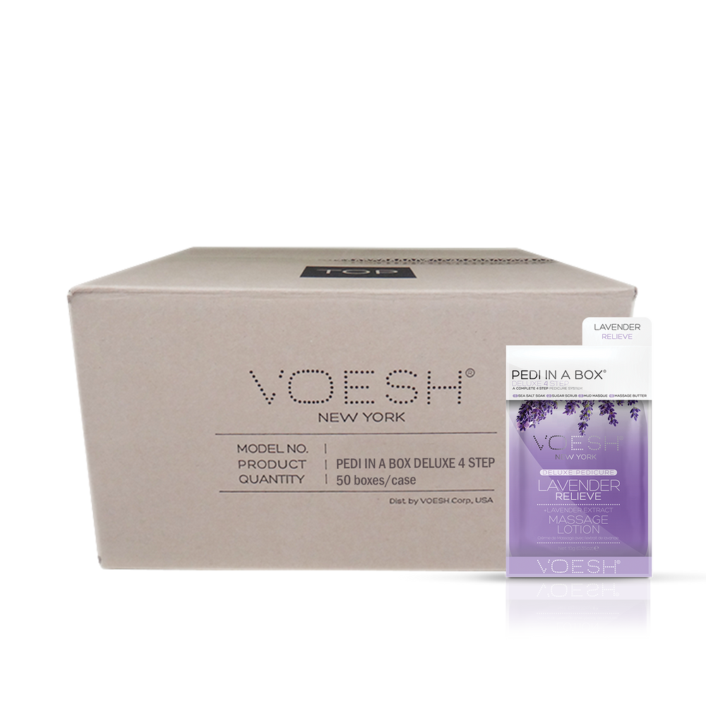 Voesh LAVENDER RELIEVE Pedi in a Box Deluxe 4 Step, CASE, 50 packs/case, VPC208 LVR