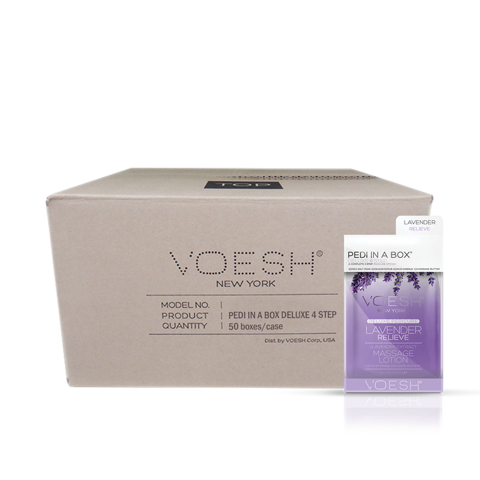 Voesh LAVENDER RELIEVE Pedi in a Box Deluxe 4 Step, CASE, 50 packs/case, VPC208 LVR