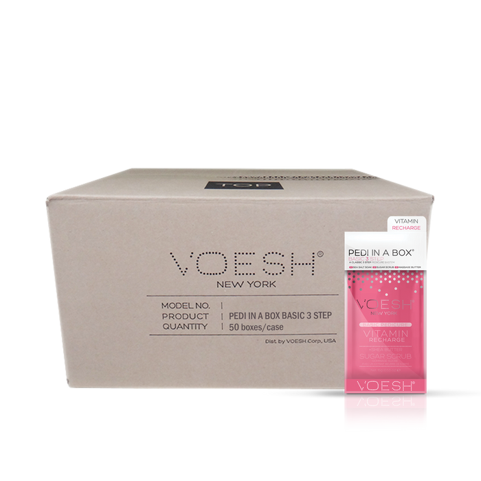 Voesh VITAMIN RECHARGE Pedi in a Box Basic 3 Step, CASE, 100 packs/case, VPC118 PGF