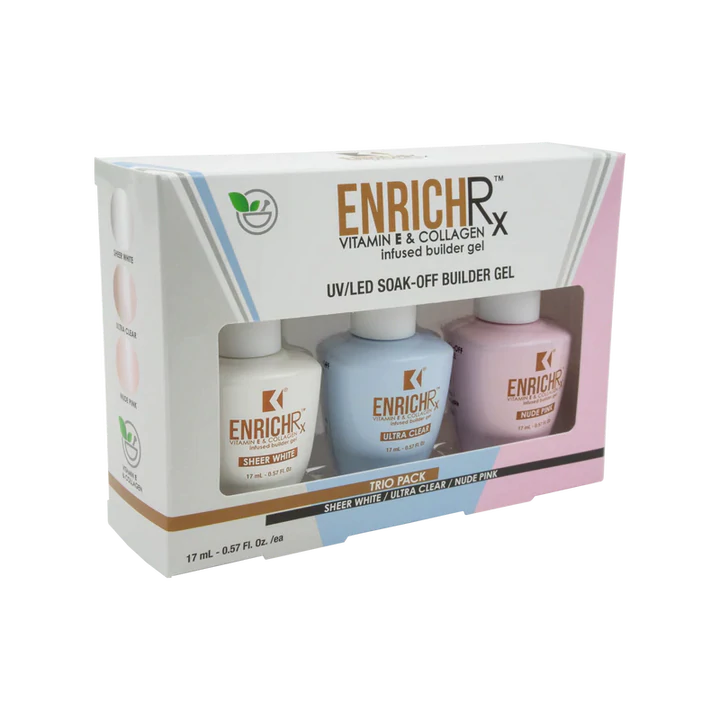 Kupa EnrichRX Trio Pack, 0.5oz (Contains: Sheer White, Ultra Clear, Nude Pink) (Pk: 28 pcs/case)