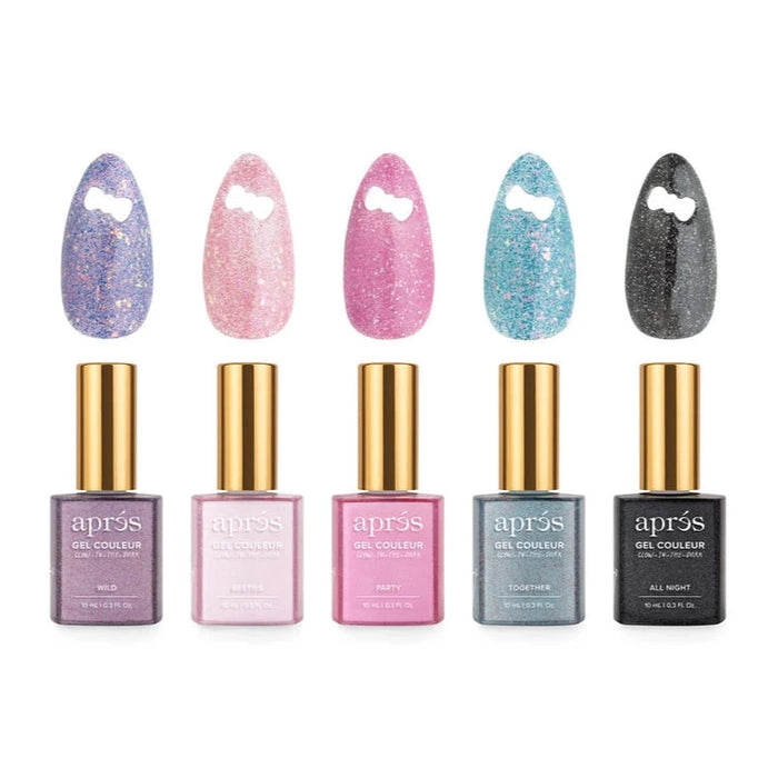 Apres Kuromi Naughty and Nice Flash Glitter Gel Couleur Set - (Set of 5) - 10ml