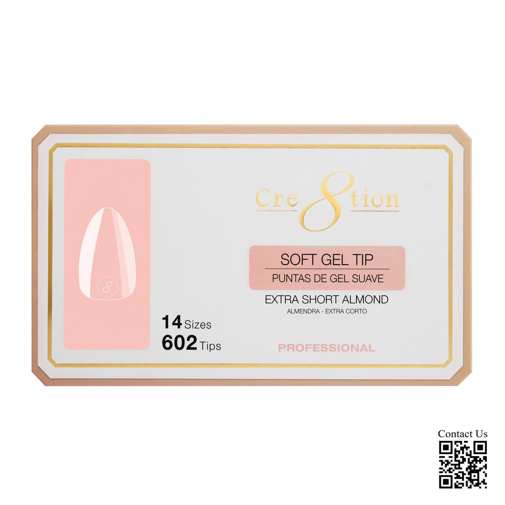 re8tion Soft Gel Tips - SQUARE EXTRA SHORT, 14 sizes, (PK: 602 pcs/box)