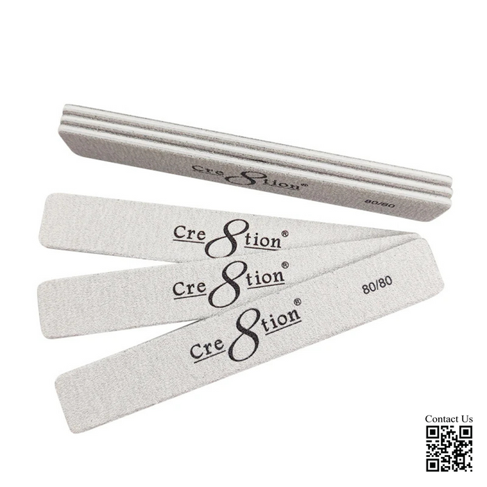 Cre8tion Premium Nail Files JUMBO ZEBRA, Grit 80/80 (Pk: 50 pcs/pack, 30 packs/case)