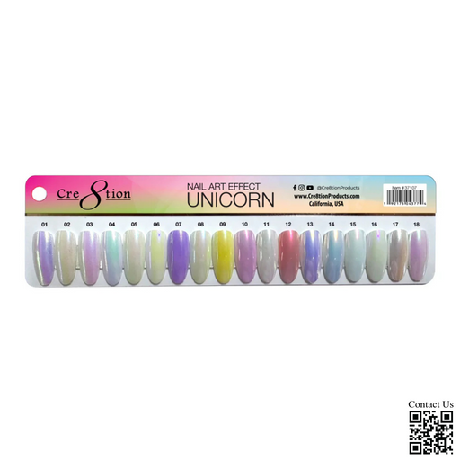 Cre8tion Nail Art Unicorn Effect, Color Board 18 Colors