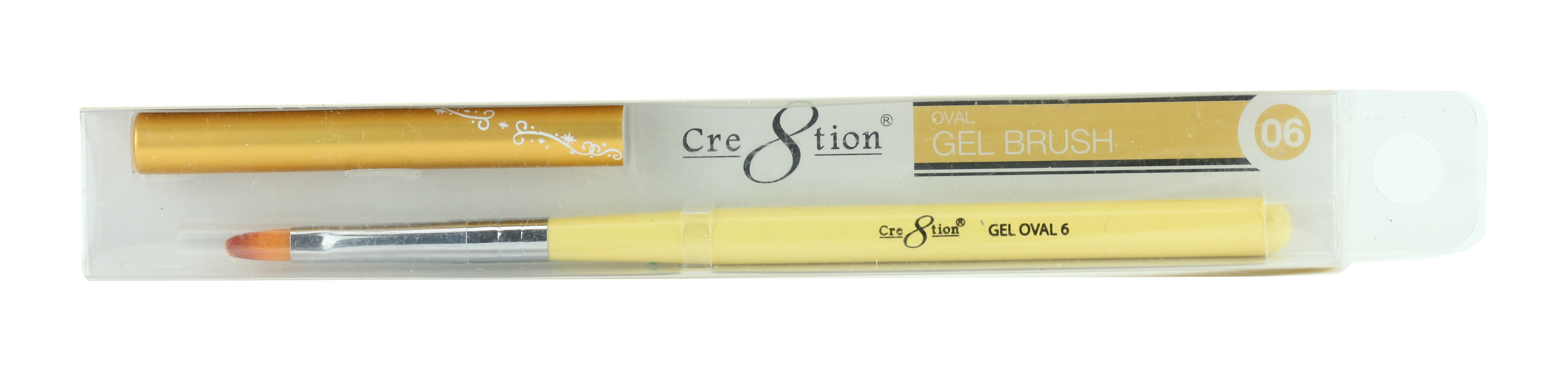 Cre8tion Nail Art Oval Gel Brush-Yellow, #06, 12206 (Packing: 5 pcs/pack)