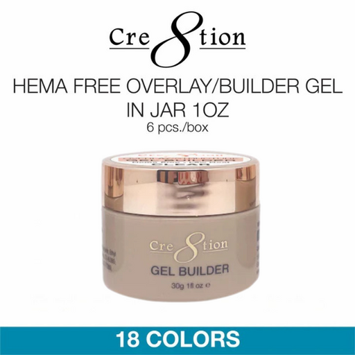 Cre8tion 1oz Hema Free Overlay/Builder Gel in Jar (18 Colors) 000